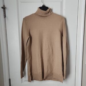 Boston Proper Elegant Tan Turtleneck Sweater